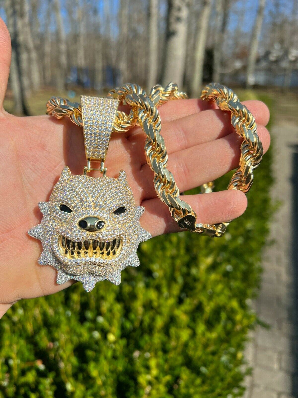 Cadena Eslabón Torcido - Collar Pitbull Hip Hop Oro 18K y Moissanite VVS